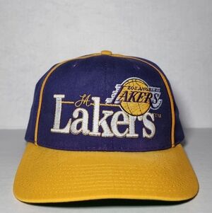 Vintage 90s LA Lakers The Game 4683 Of 6000 Hat Cap Snapback NBA Made In USA 🔥